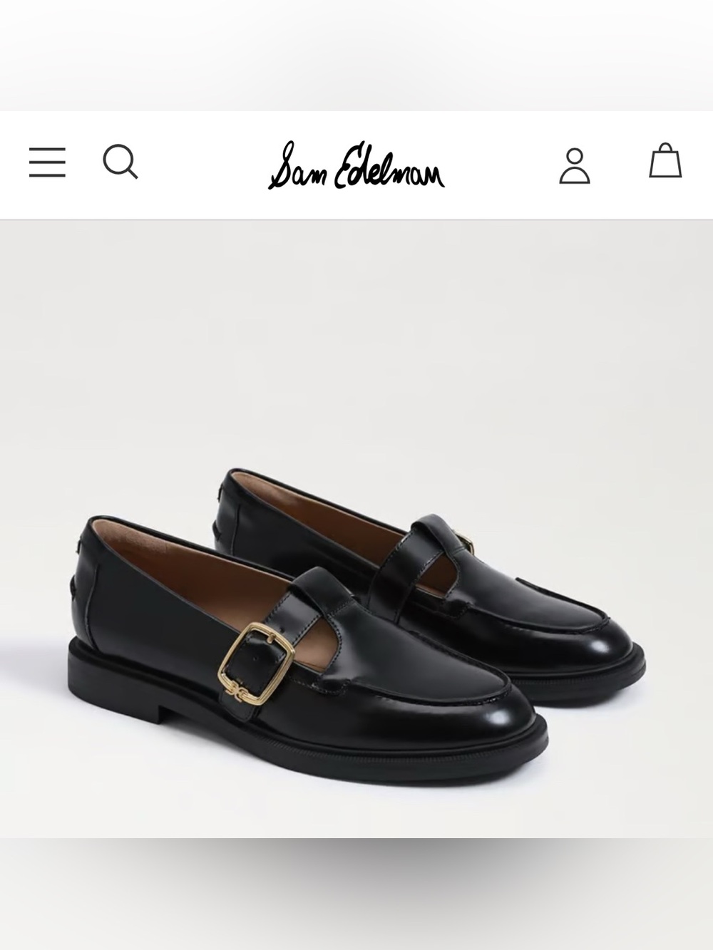 Sam Edelman Black Leather Elaina T-strap loafers